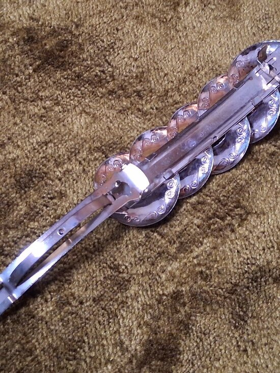 Vintage Barrette Hair Clip Silver Tone Circle Link Spiral Korea 3.5" - Picture 10 of 15